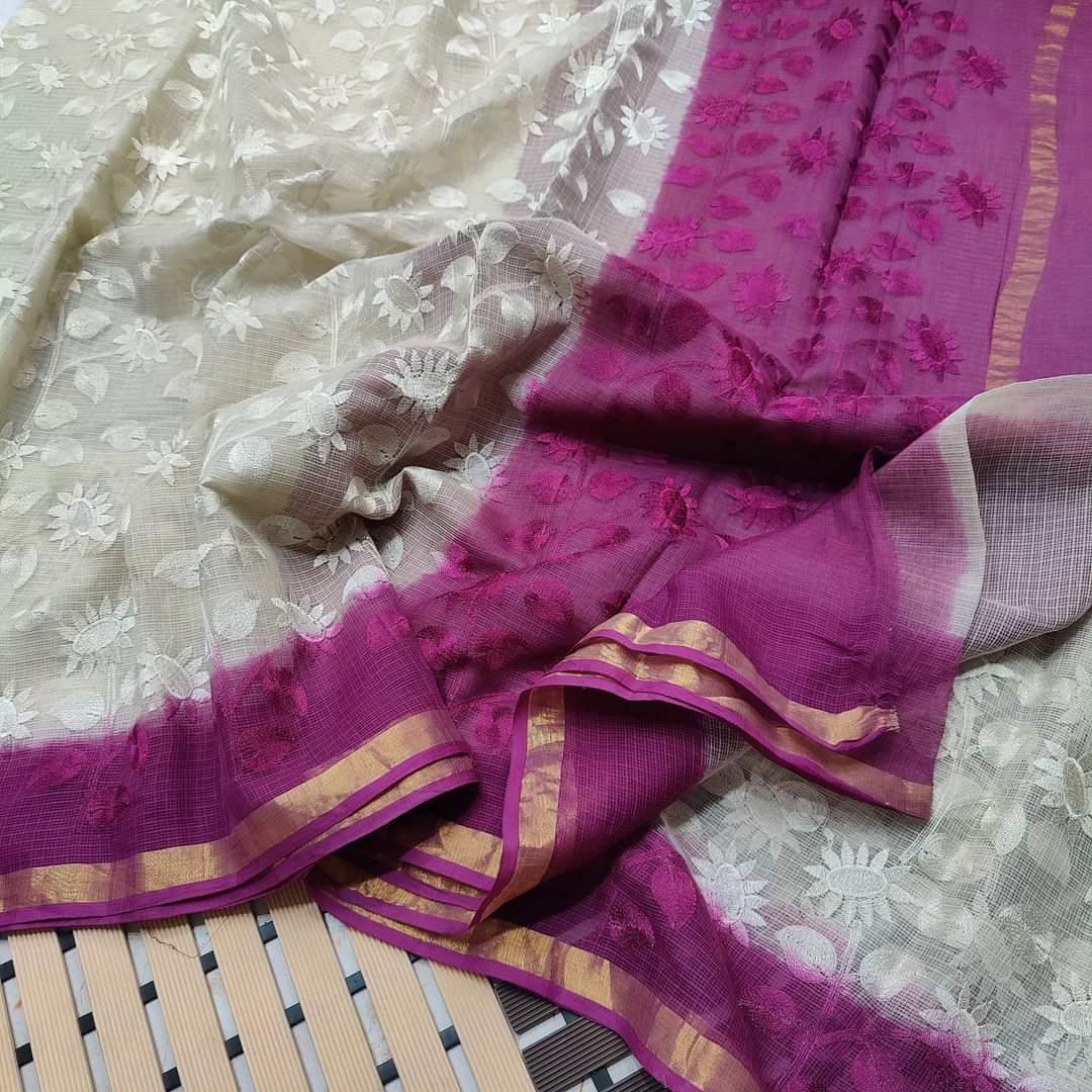 Pritha Kota Doriya Saree with embroidery