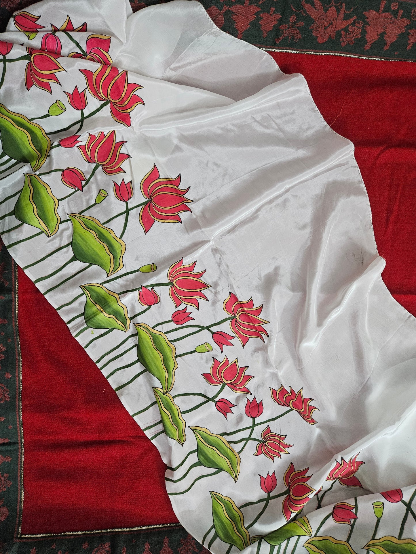 Handpainted Lotus Stole by RNR