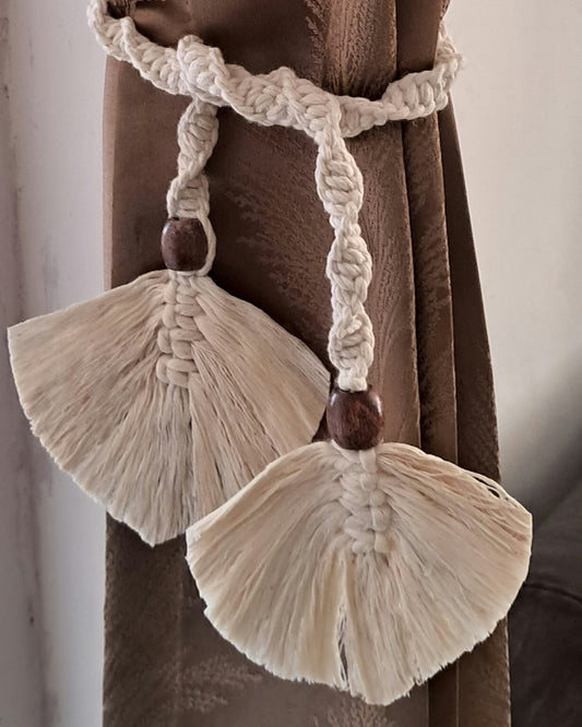 Macrame Thread Curtain Ties with Leaf by RNR