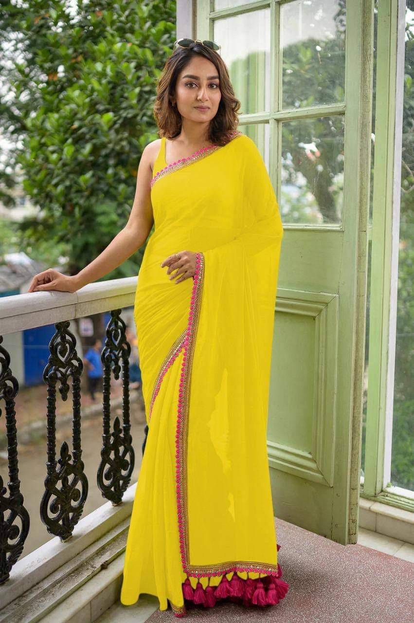 Mul Cotton Lace Sarees - Plain by RNR