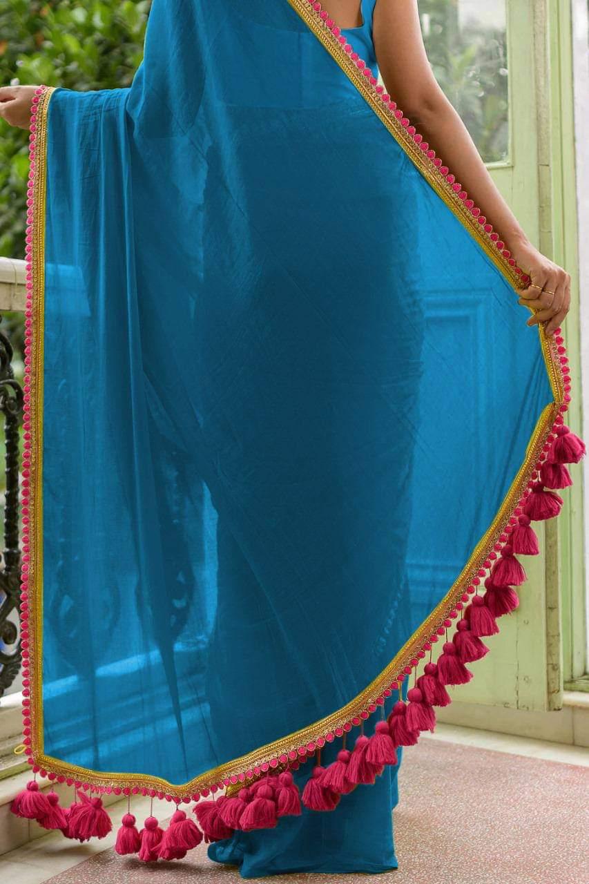 Mul Cotton Lace Sarees - Plain by RNR