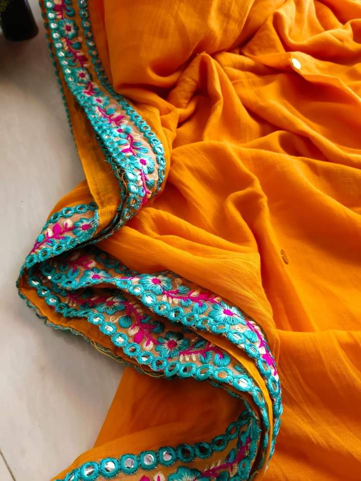 Mul Cotton Saree with Tassels by RNR