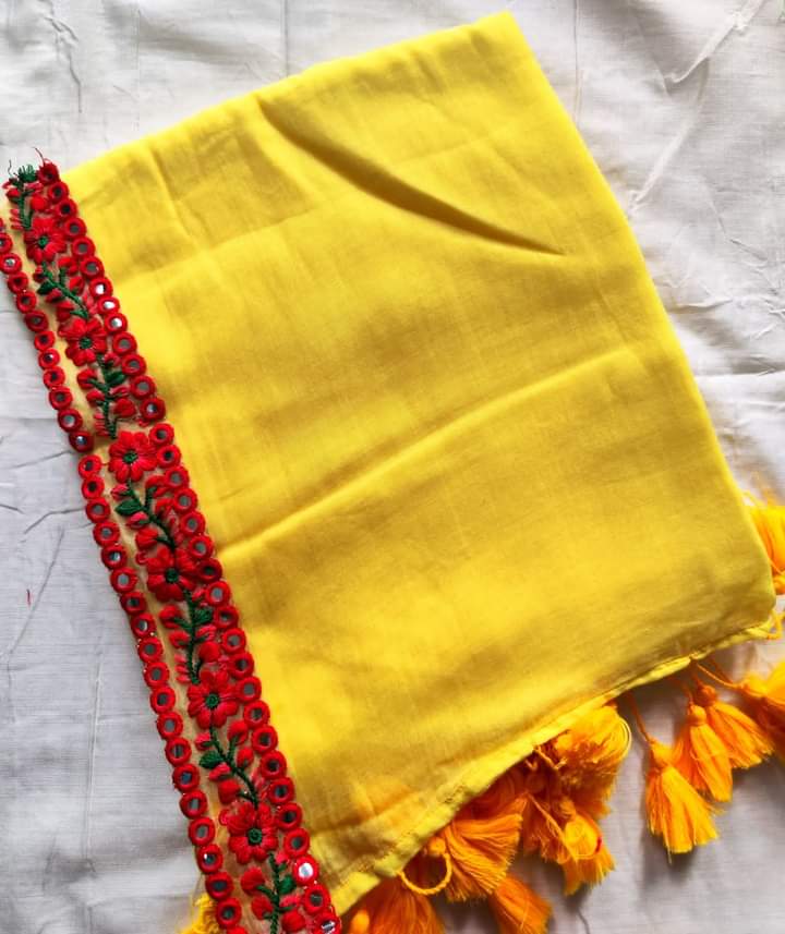 Mul Cotton Saree with Tassels by RNR