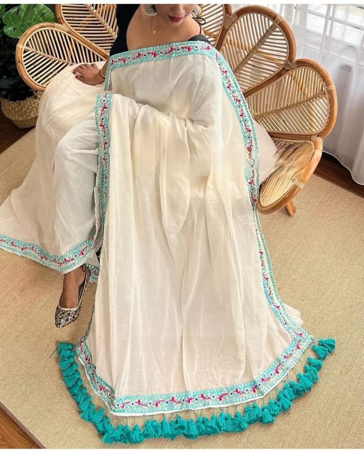 Mul Cotton Saree with Tassels by RNR