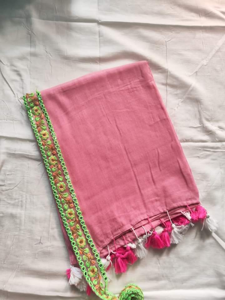 Mul Cotton Saree with Tassels by RNR