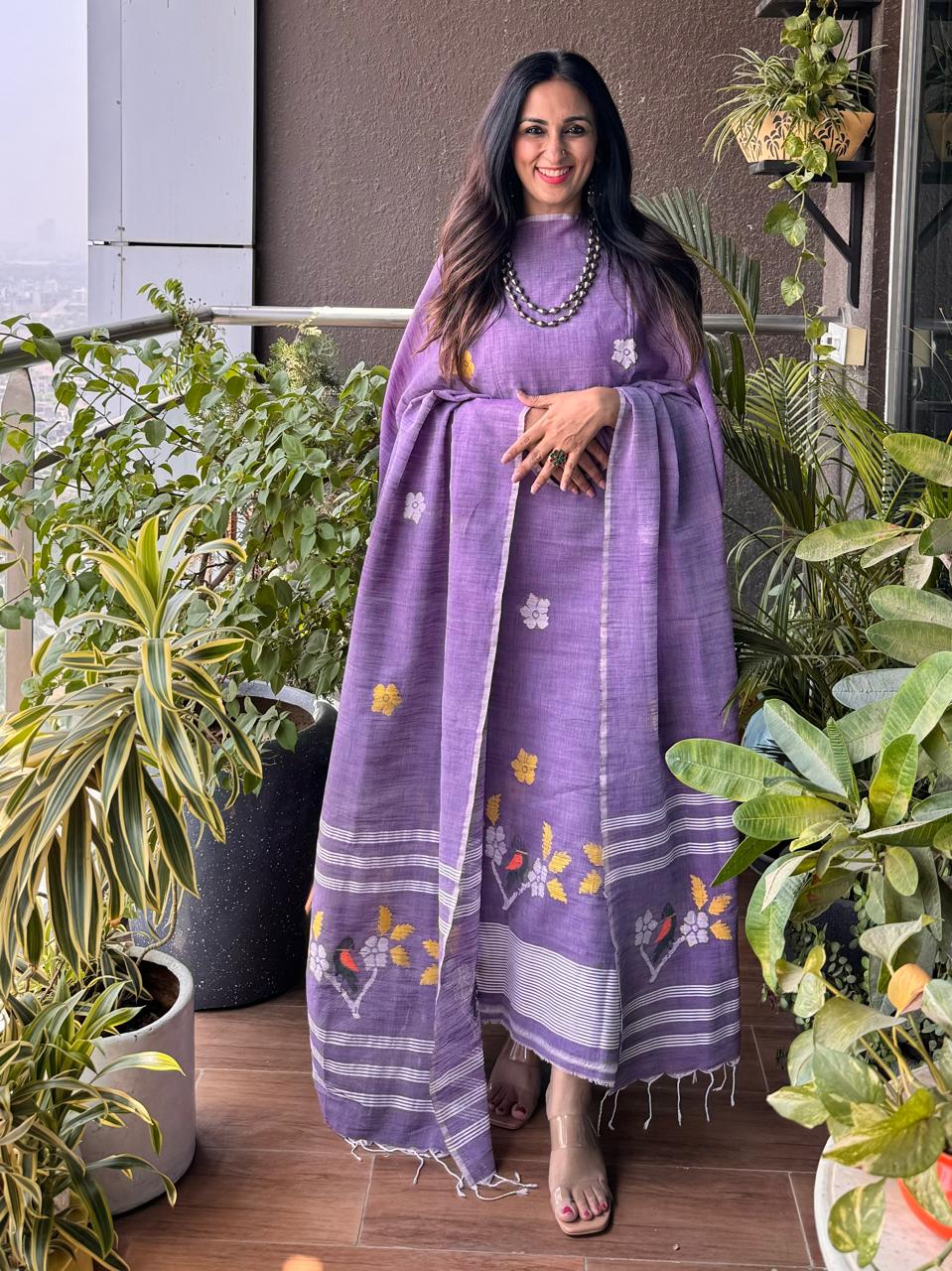 Pure Cotton Handwoven Tantuja Salwar Suit Fabric by RNR