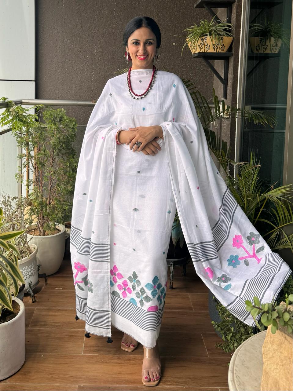 Pure Cotton Handwoven Tantuja Salwar Suit Fabric by RNR