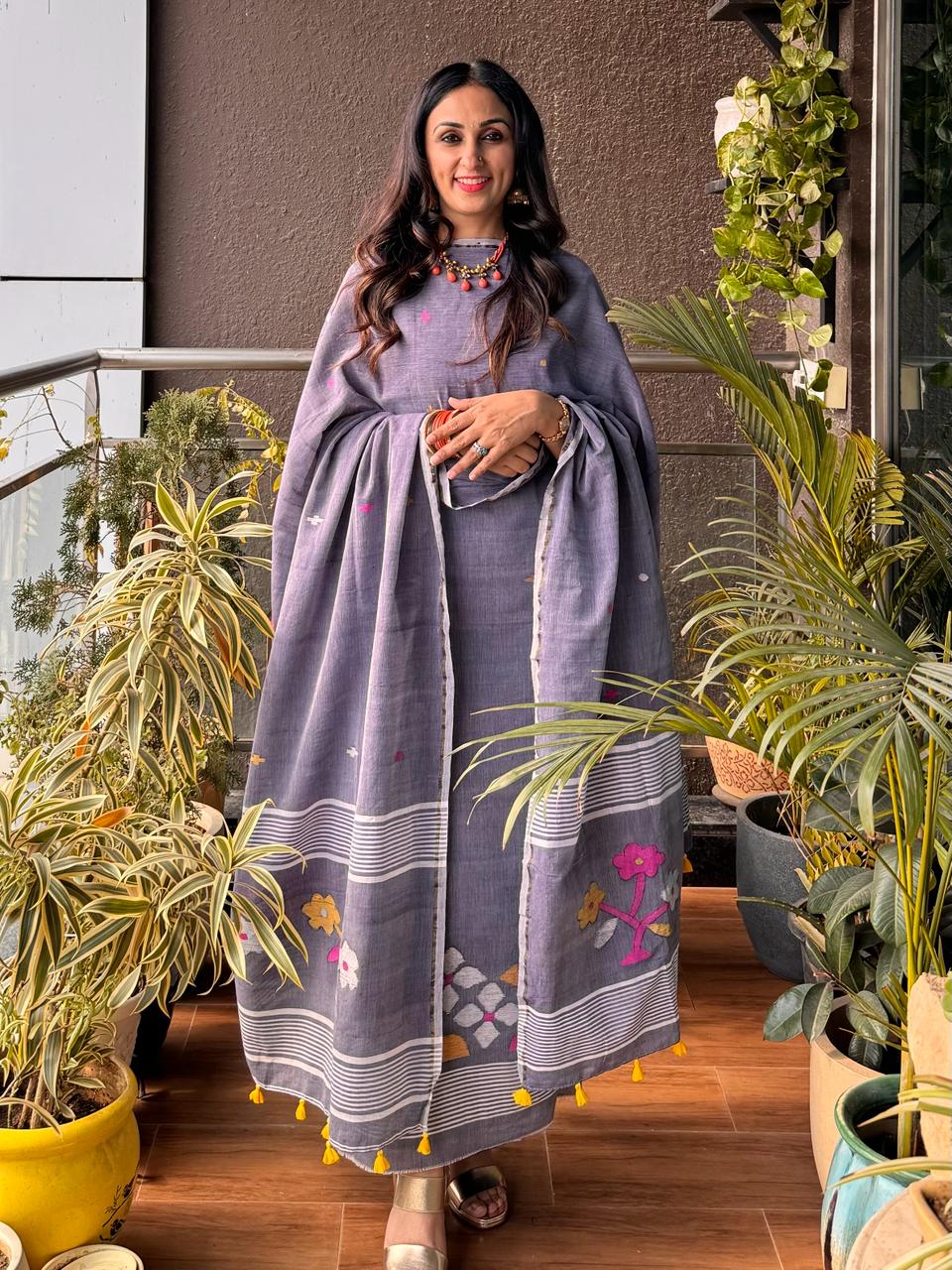 Pure Cotton Handwoven Tantuja Salwar Suit Fabric by RNR