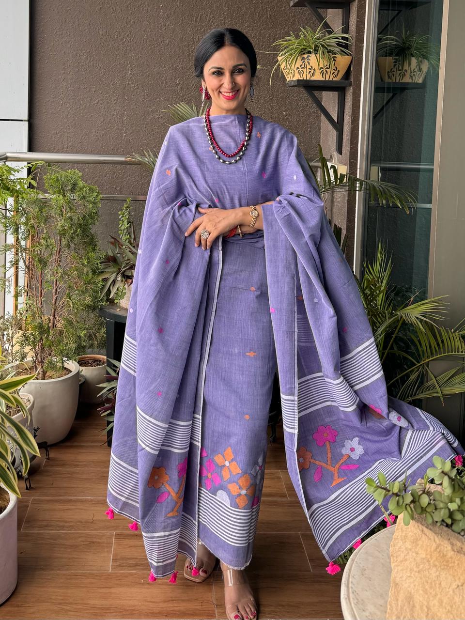 Pure Cotton Handwoven Tantuja Salwar Suit Fabric by RNR