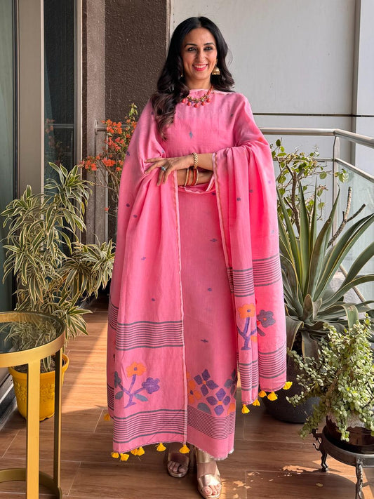 Pure Cotton Handwoven Tantuja Salwar Suit Fabric by RNR