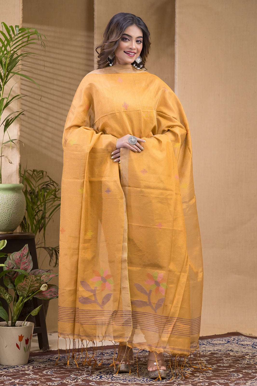Pure Metallic Linen Jamdani Suit by RNR