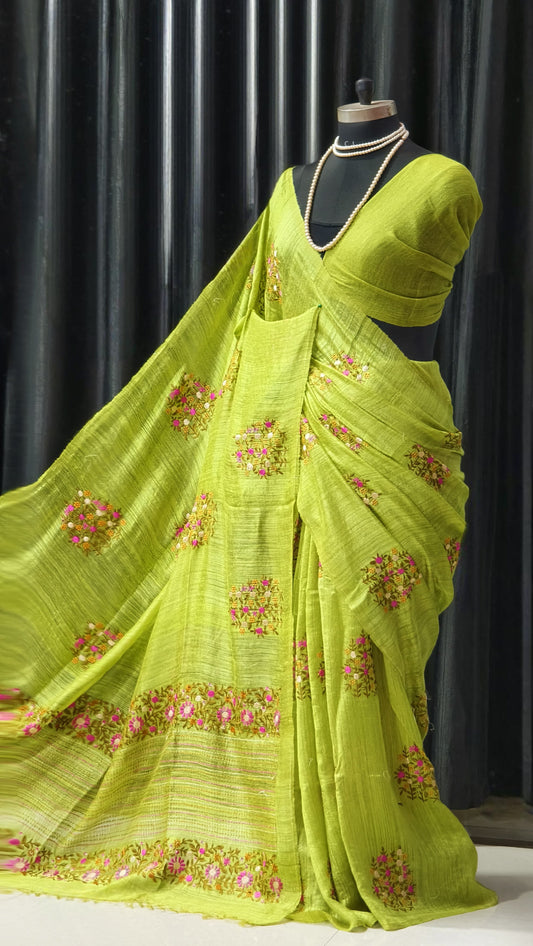 Pure Muslin Jamdani with Bullion Stitch by RNR