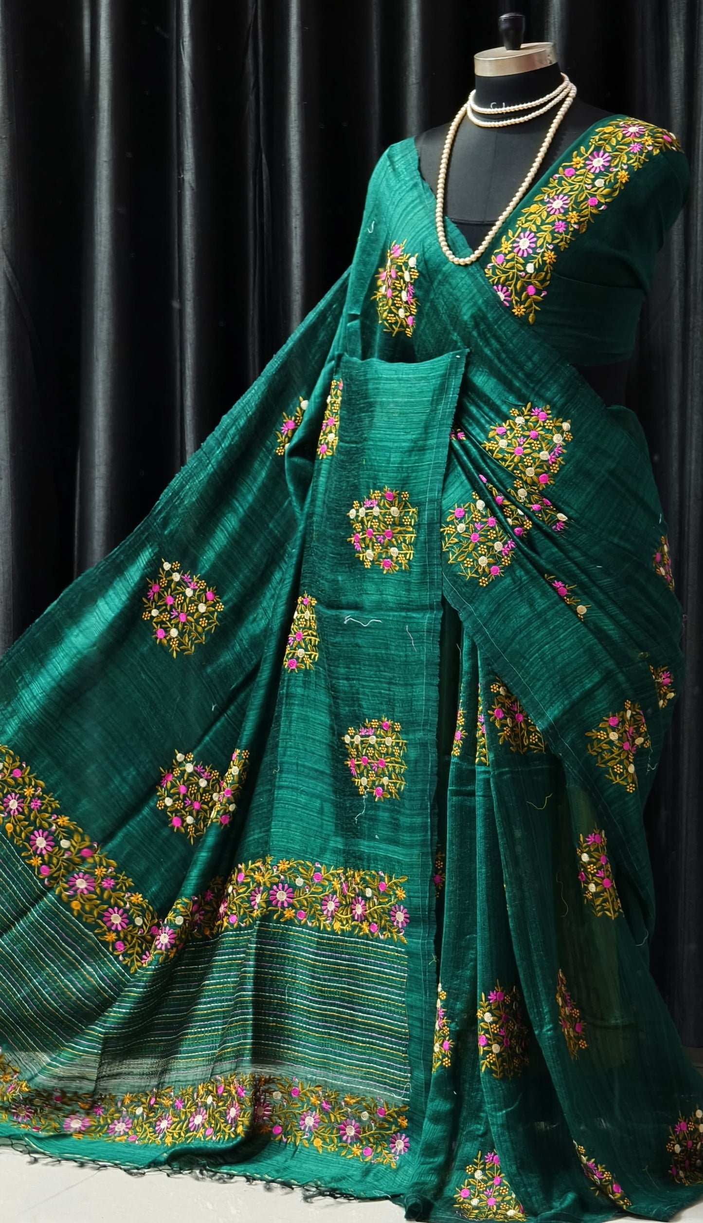 Pure Muslin Jamdani with Bullion Stitch by RNR