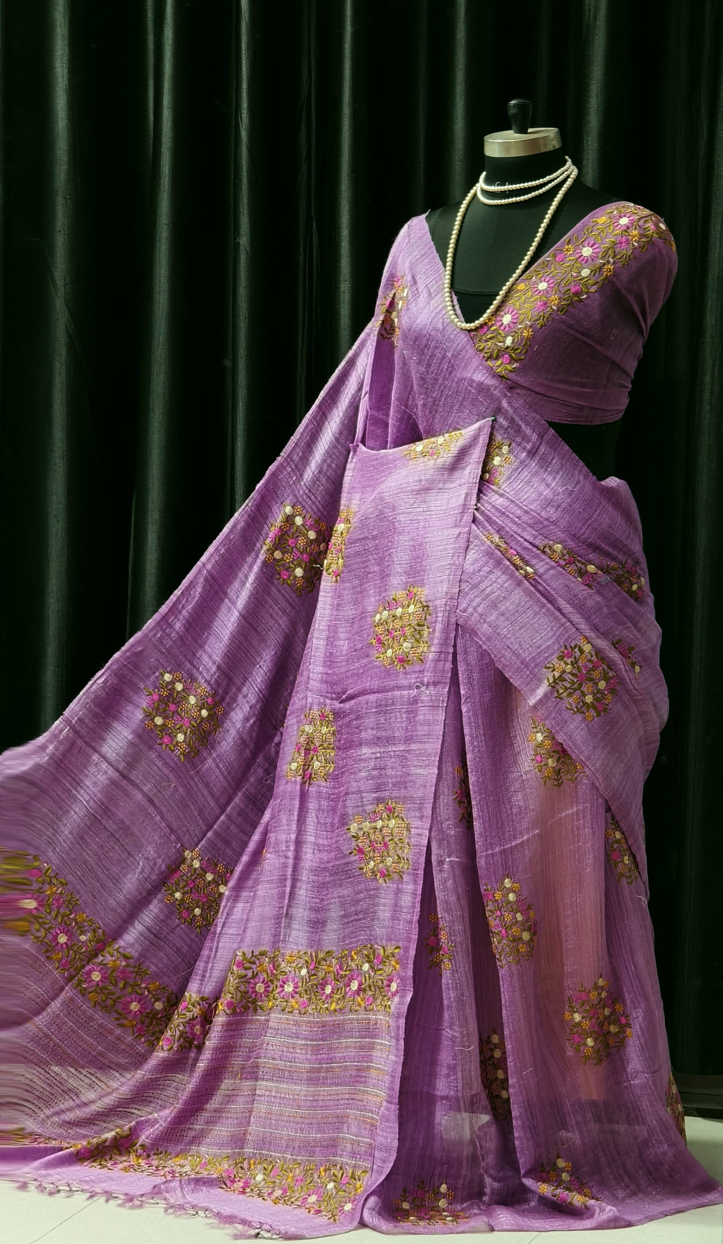 Pure Muslin Jamdani with Bullion Stitch by RNR