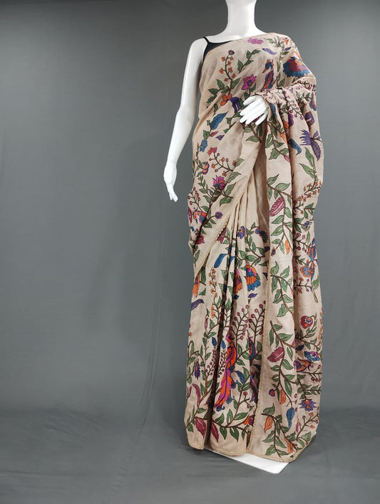 Handloom Kosa Silk Peacock Painted Saree