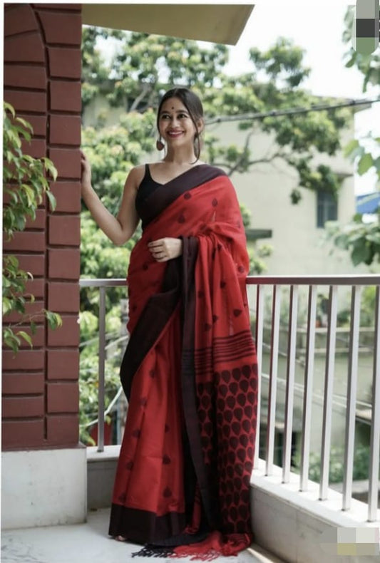 Rain Drops Pure Khadi Cotton Saree