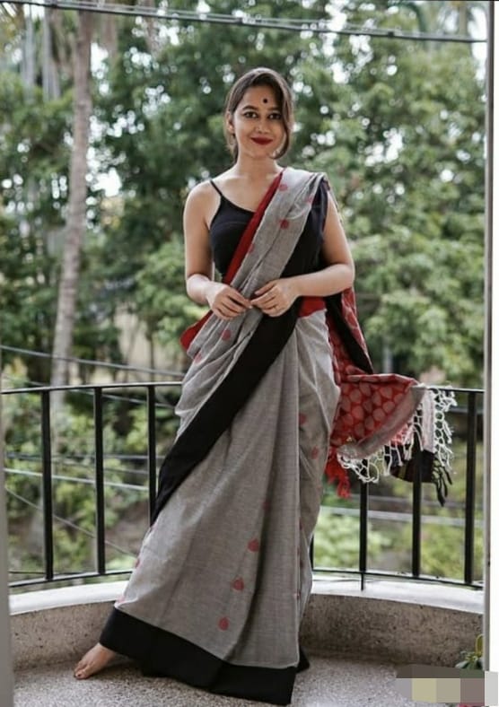Rain Drops Pure Khadi Cotton Saree