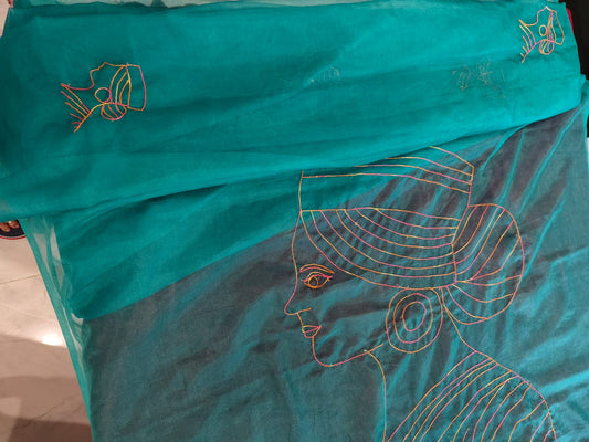 Rani in Vardi Hand embroidered Organza Saree by RNR