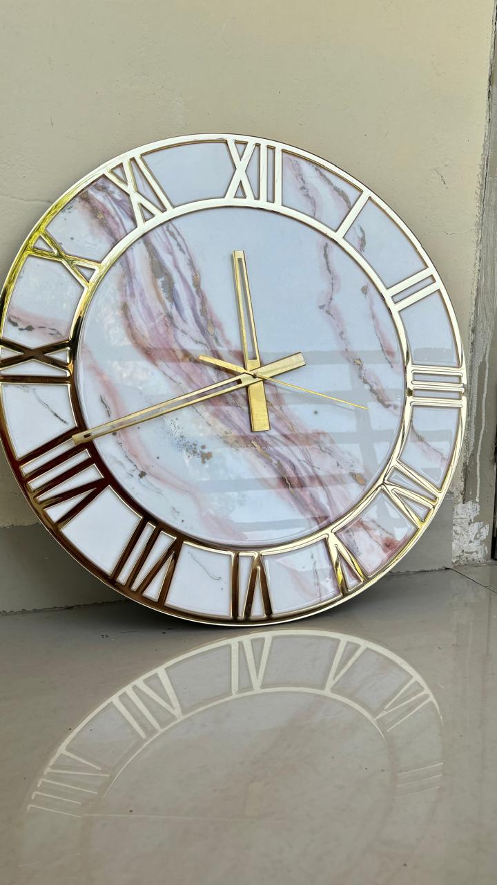 Marble Effect Resin Wall Clock