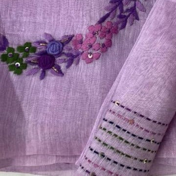 Nirvana Silk Linen Hand Embroidery Saree By Rank Never Retires