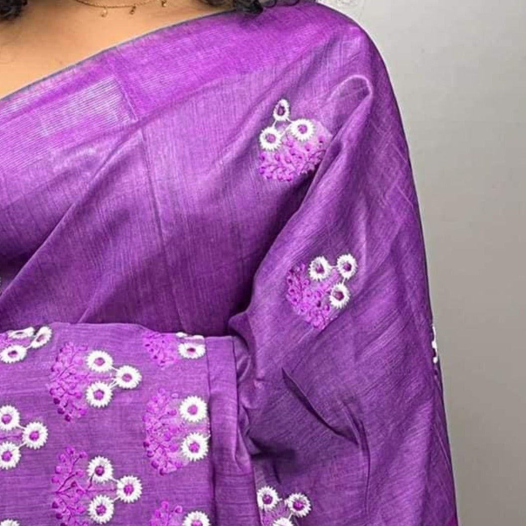 Embroidered Wasbadra Anti Wrinkle Silk Saree By Rank Ever Retires
