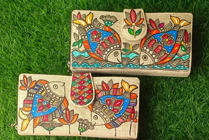 Jute Madhubani Painted Clutch by RNR