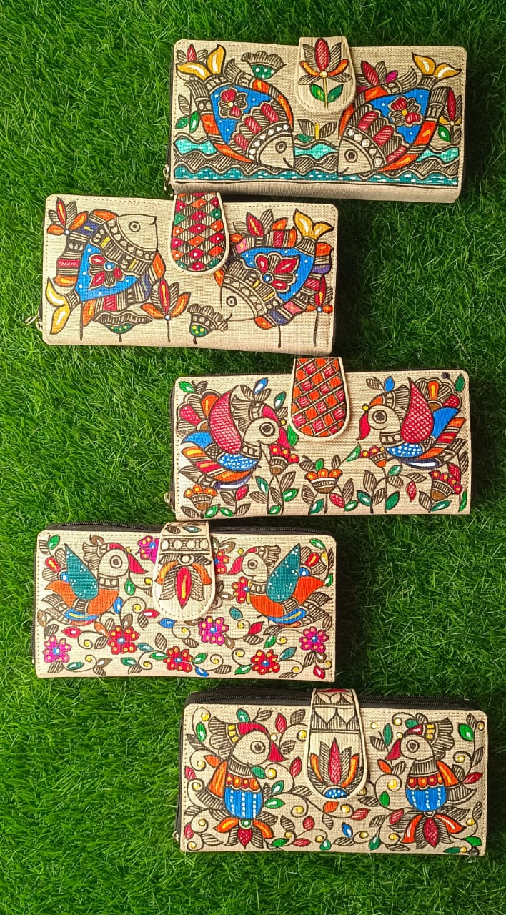Jute Madhubani Painted Clutch by RNR