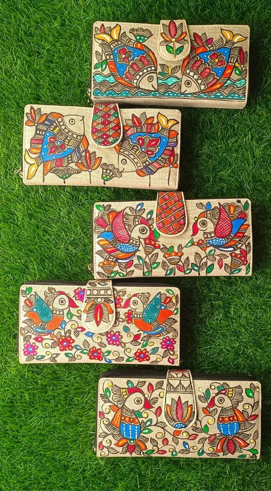 Jute Madhubani Painted Clutch by RNR