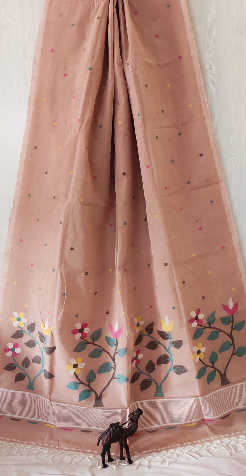Motif pallu Jamdani Cotton Saree by RNR