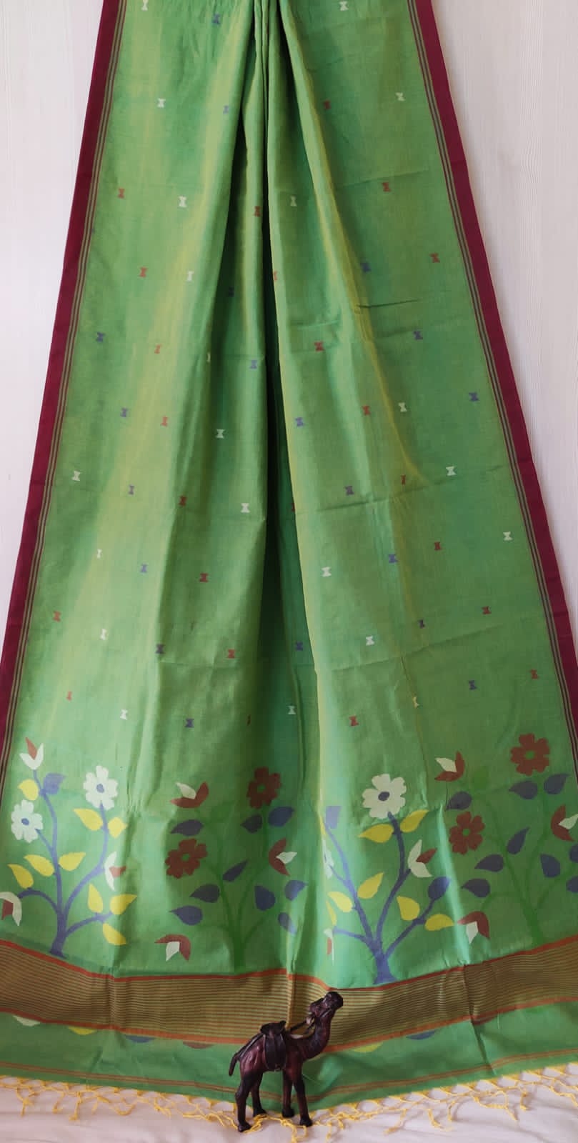 Motif pallu Jamdani Cotton Saree by RNR