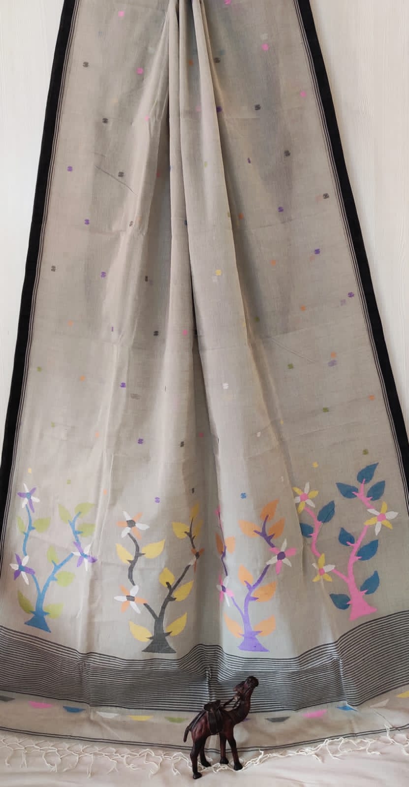 Motif pallu Jamdani Cotton Saree by RNR