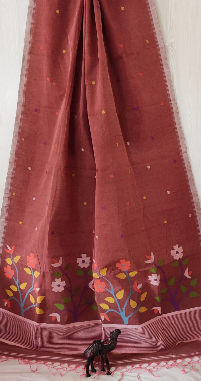 Motif pallu Jamdani Cotton Saree by RNR