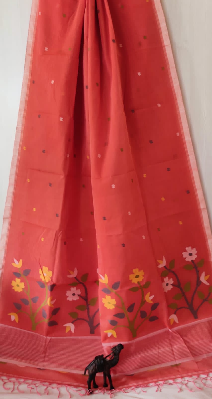 Motif pallu Jamdani Cotton Saree by RNR