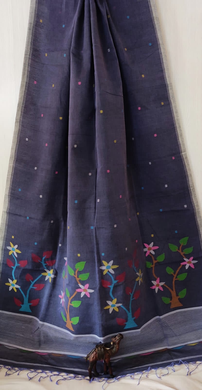 Motif pallu Jamdani Cotton Saree by RNR
