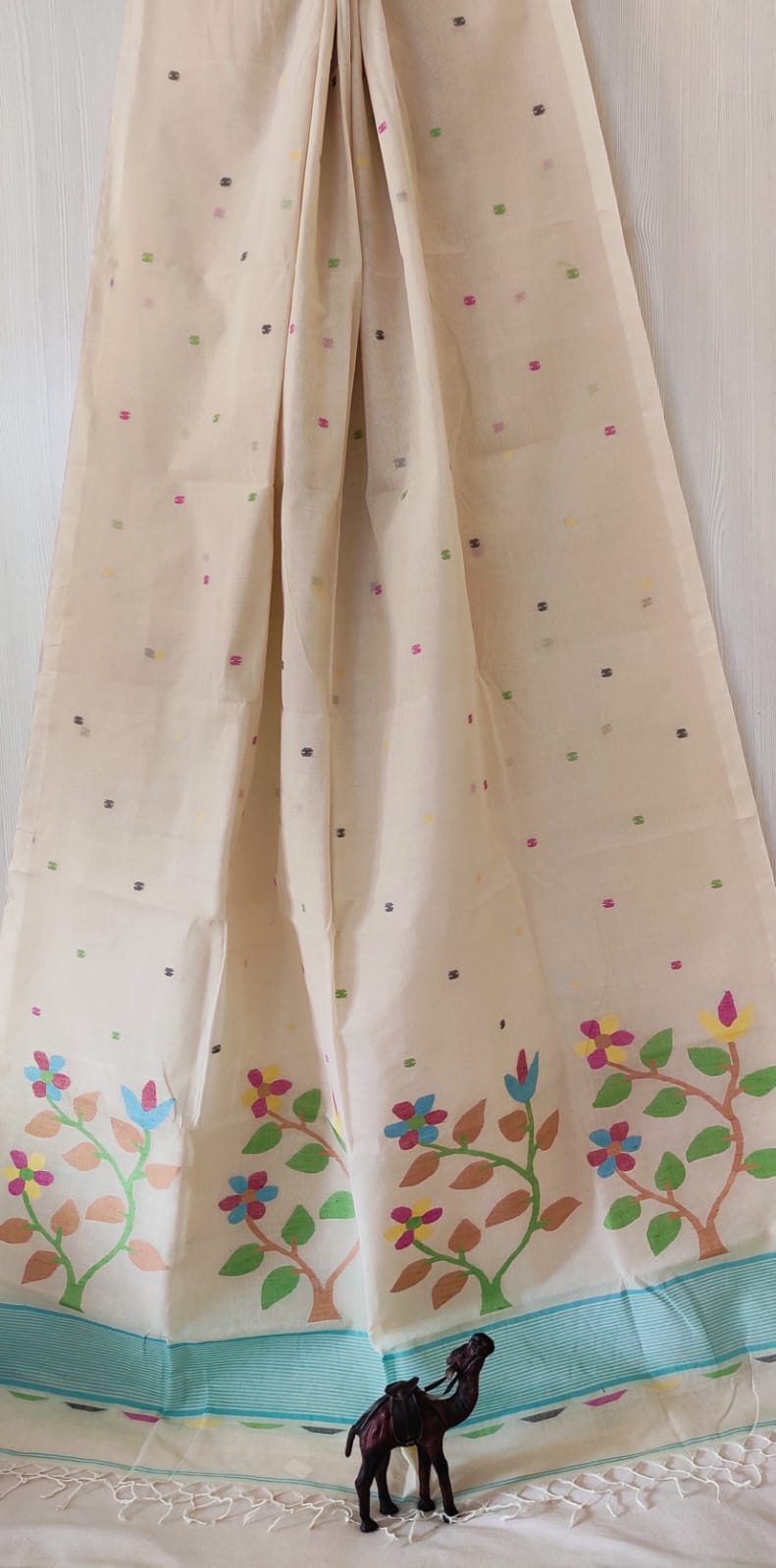 Motif pallu Jamdani Cotton Saree by RNR