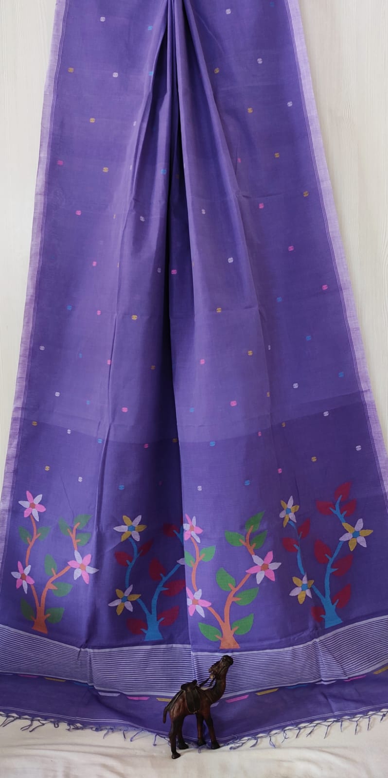 Motif pallu Jamdani Cotton Saree by RNR