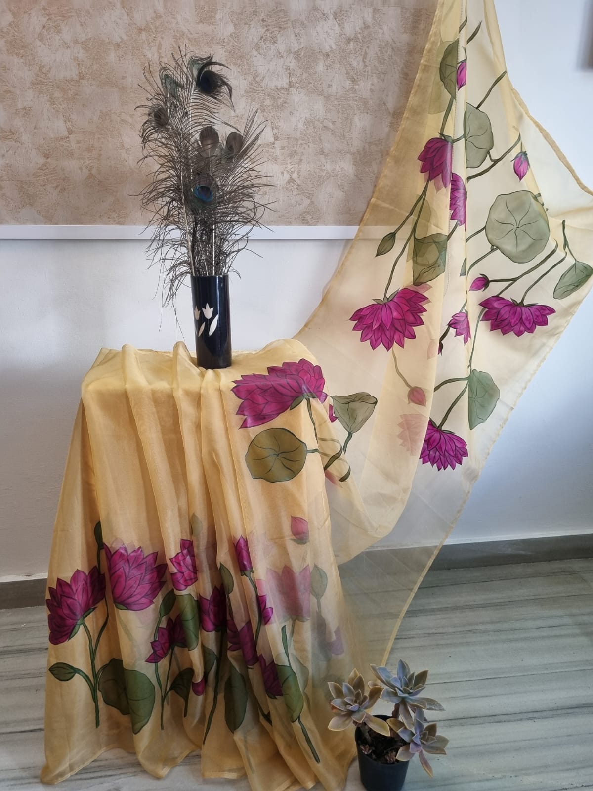 Lotus Bloom Handpainted Saree by RNR