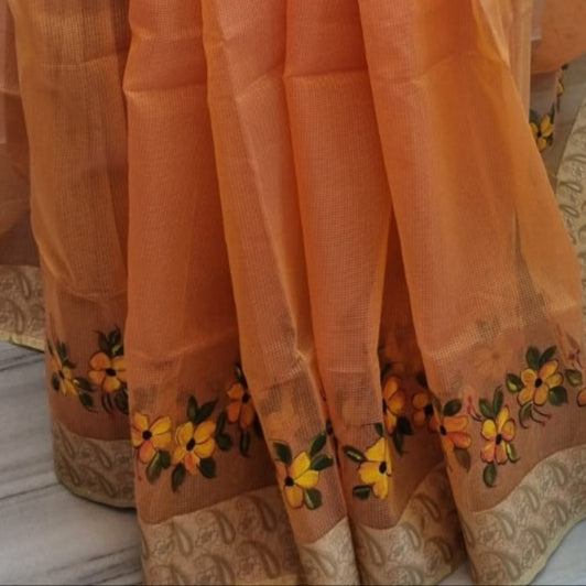 As Bright As Orange Handpainted Saree by RNR
