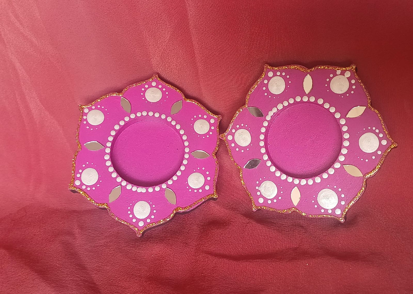 Pink Mandala Hexagon Tea Light Holder by RNR