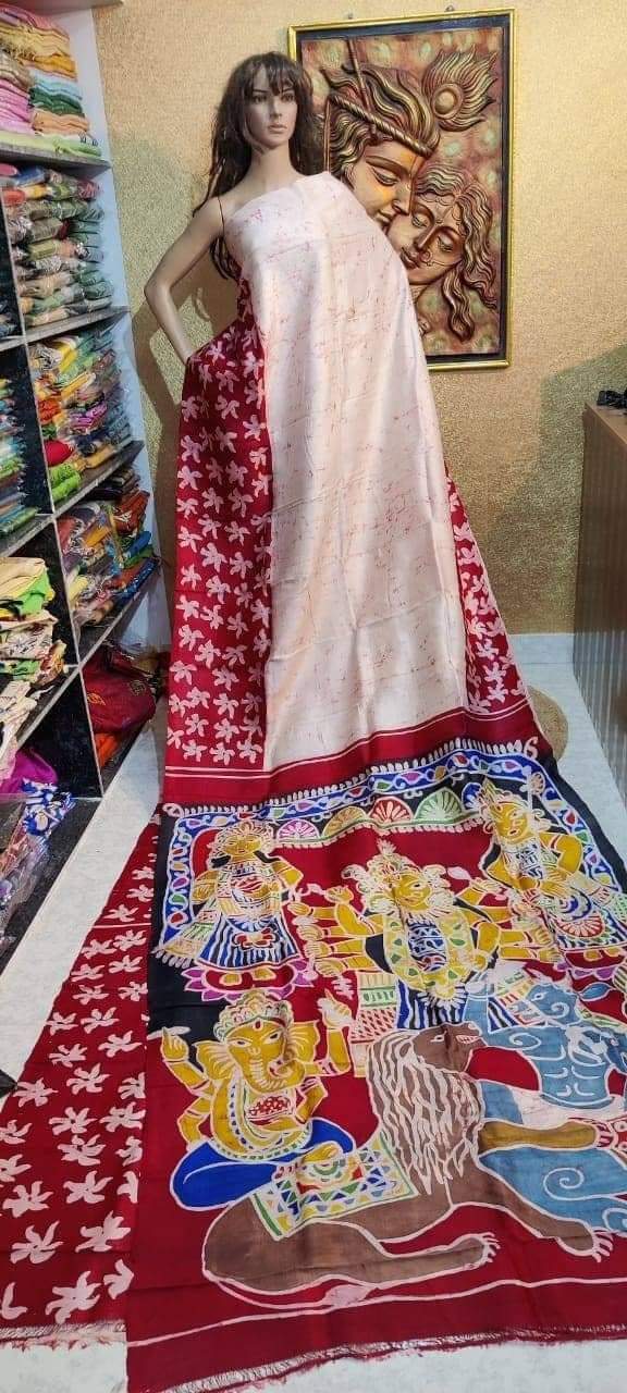 Bishnupuri Silk Handpainted Sarees