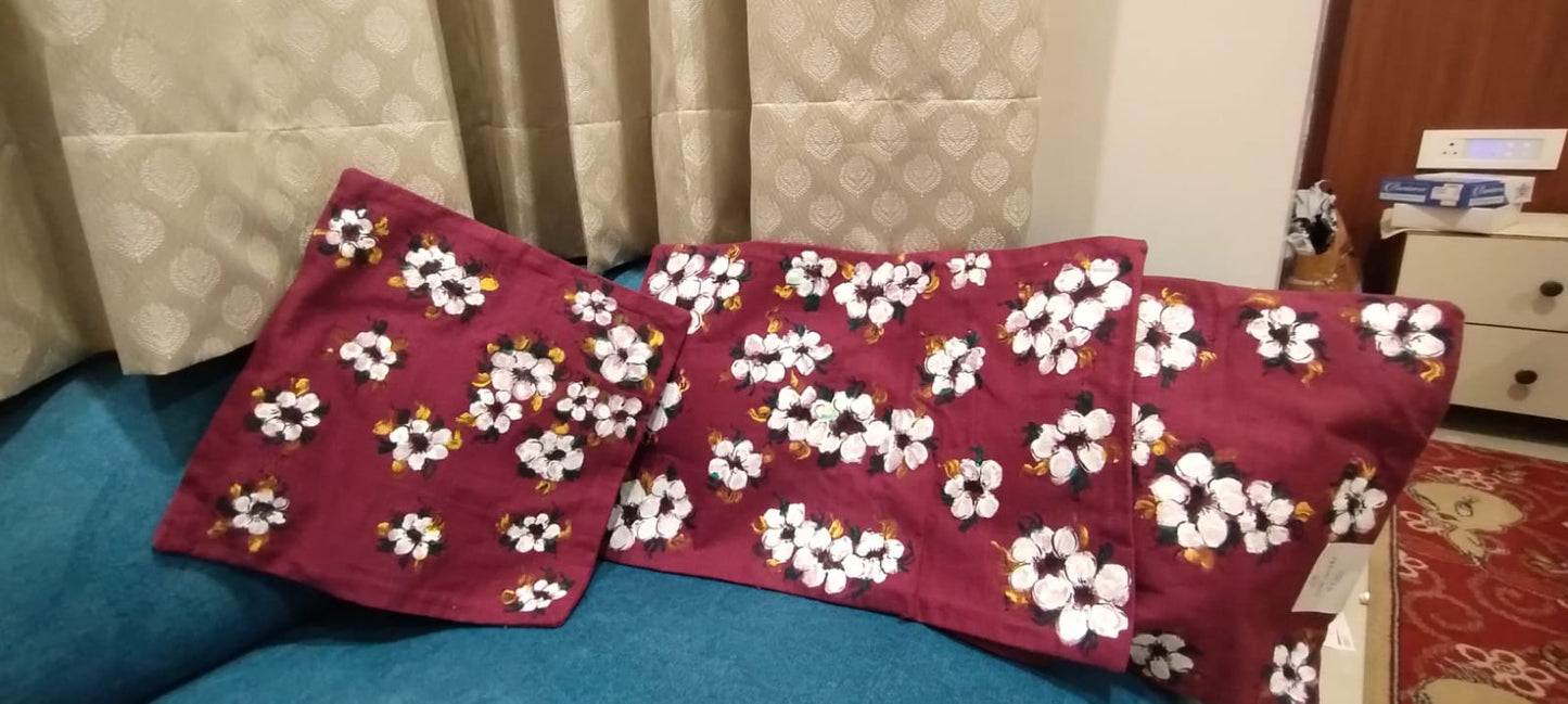 Wine Handpainted Cushion Covers - Set of 2