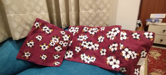 Wine Handpainted Cushion Covers - Set of 2