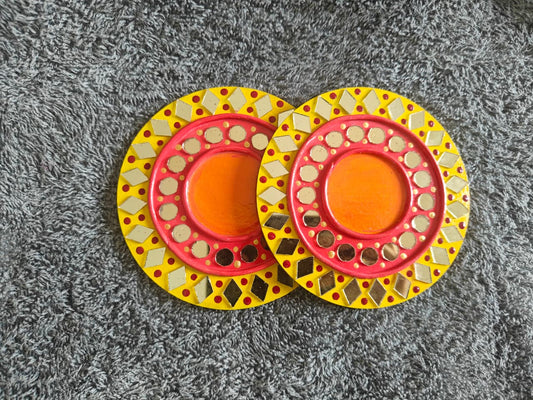 Yellow and Red Handmade Tea Light Holder by RNR