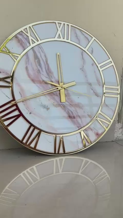 Marble Effect Resin Wall Clock