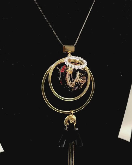 Fabric Concentric Design with Tassel Necklace by RNR