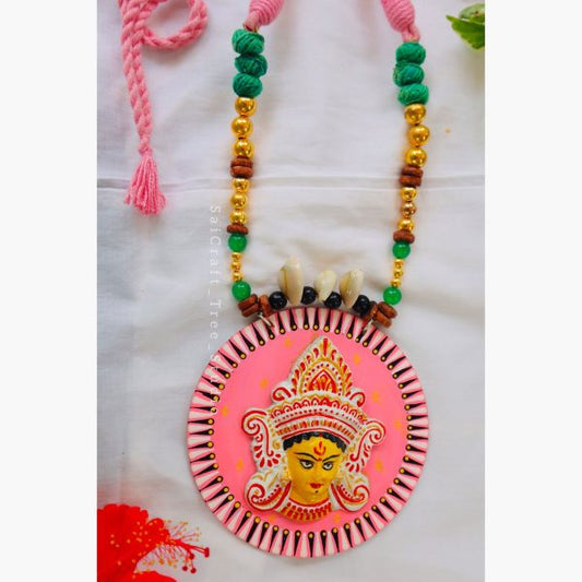 Handmade Necklace Set - Maa Durga Pink - RANK NEVER RETIRES