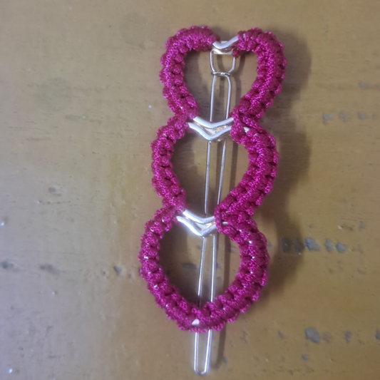 Colorful Macrame Hairclips - Pink - RANK NEVER RETIRES