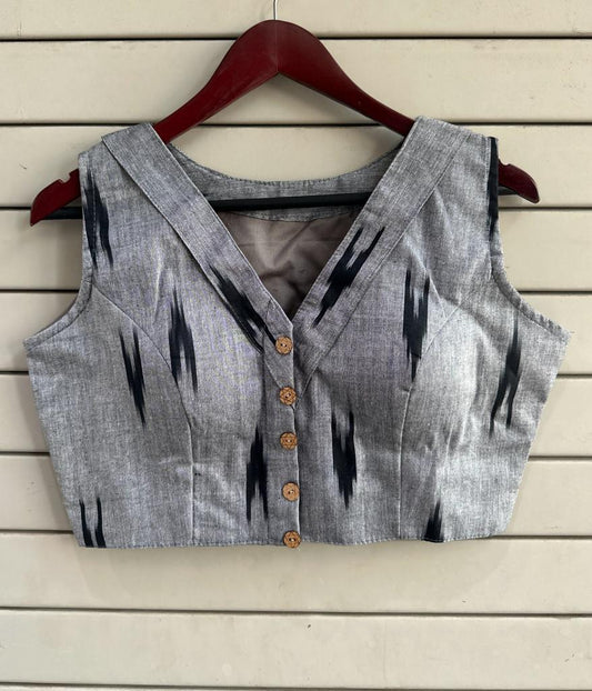 Stylish Ikkat Blouses - Grey and Black