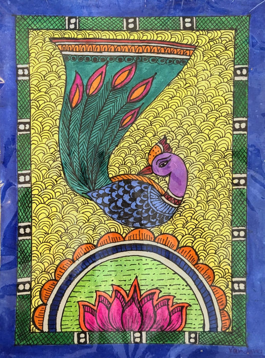 Vibrant Acrylic Madhubani Artwork - 6 - RANK NEVER RETIRES