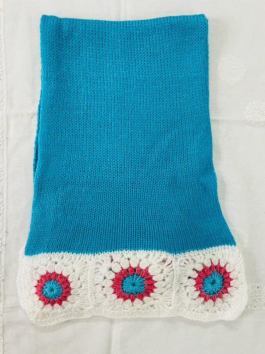 Handmade Crochet Woollen Scarf - RANK NEVER RETIRES